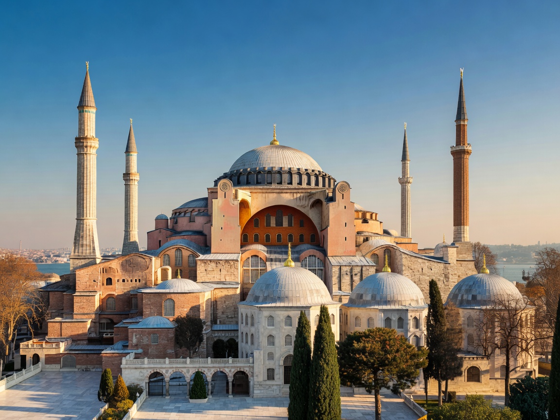 Hagia Sophia Grand Mosque Dome and Minarets in Istanbul